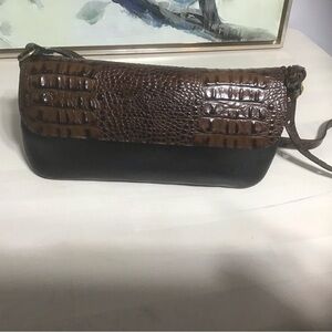 Brahmin Luxury Leather black & brown (alligator embossed) shoulder crossbody bag